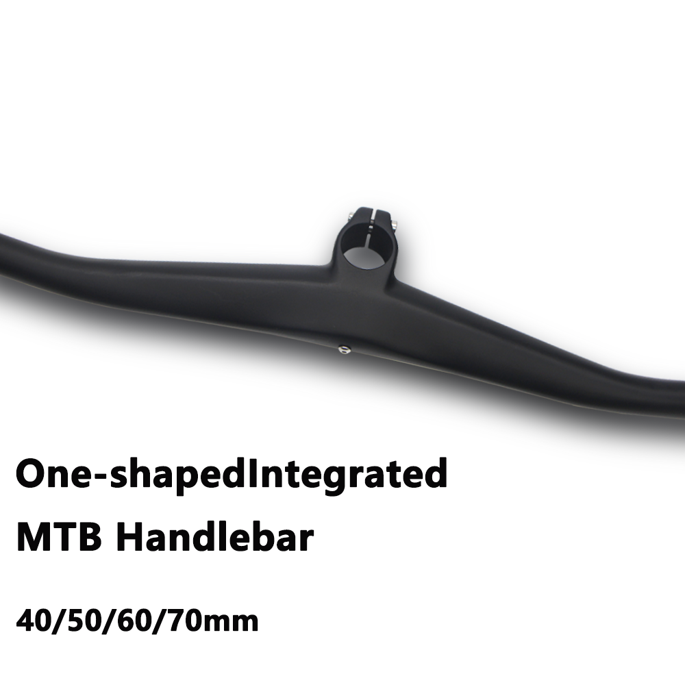 Mountain Biking Logo - ロゴなしフルカーボン一体型ハンドルバー ステム付き MTBアクセサリー 40/50/60/70mm カーボンマウンテンバイク ワンピースハンドルバー
