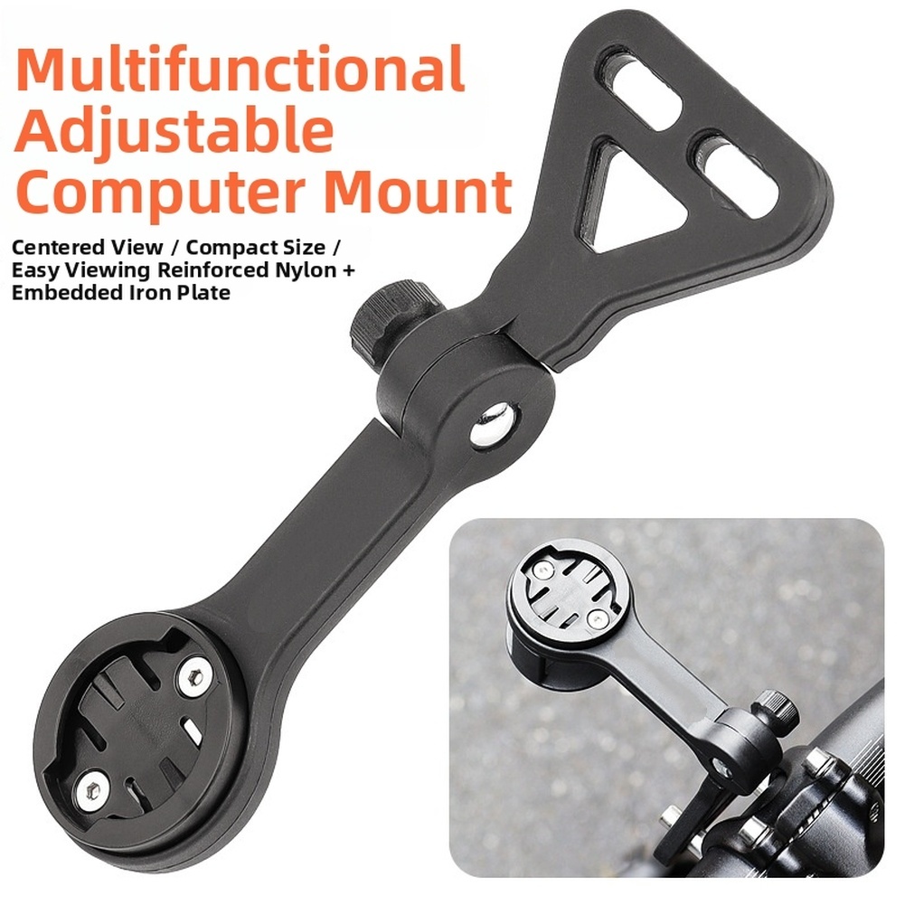 Mountain Biking Lights - ブラック調整可能なマウンテンバイクコンピューターマウントホルダーアクションカメラライト延長ブラケットサイクリングアクセサリーロード自転車用