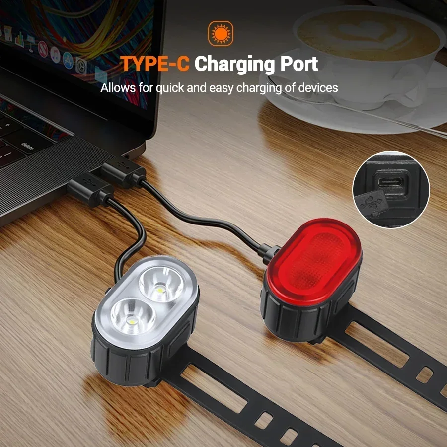 USB-C 充電式自転車ライト自転車安全警告ランプ屋外防水サ - Mountain Biking Lights のレビューと価格