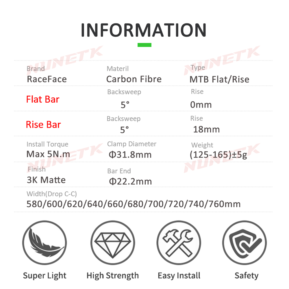 レースフェイス ネクスト MTB ハンドルバー 3K マット - Mountain Biking Logo のレビューと価格